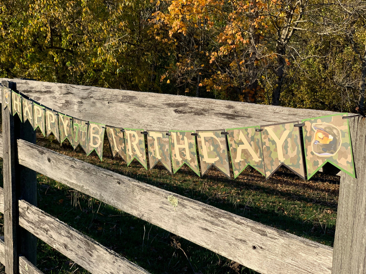 Handmade Camouflage Halo Birthday Banner|Xbox Birthday Banner|Call of Duty Birthday BannerMilitary Birthday Banner|Playstation Birthday|Camo