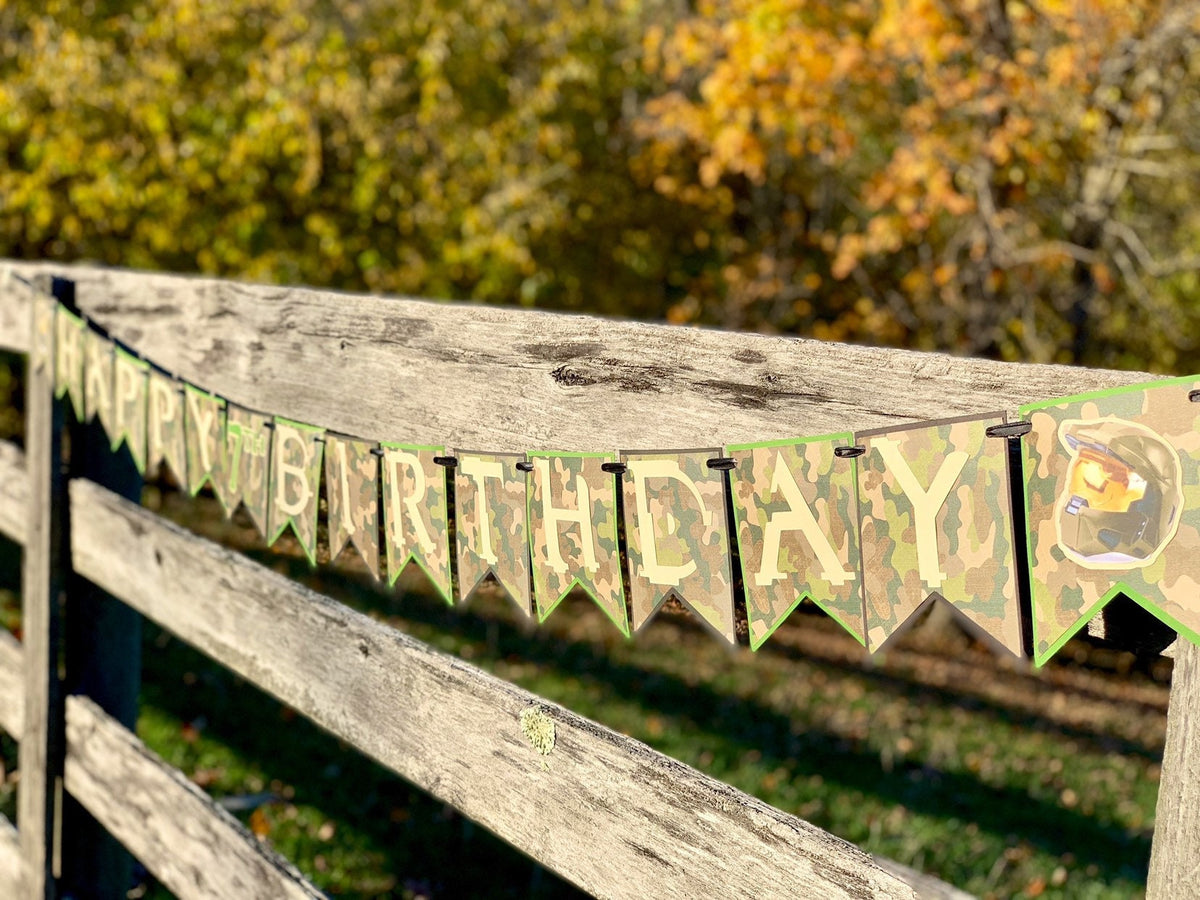 Handmade Camouflage Halo Birthday Banner|Xbox Birthday Banner|Call of Duty Birthday BannerMilitary Birthday Banner|Playstation Birthday|Camo