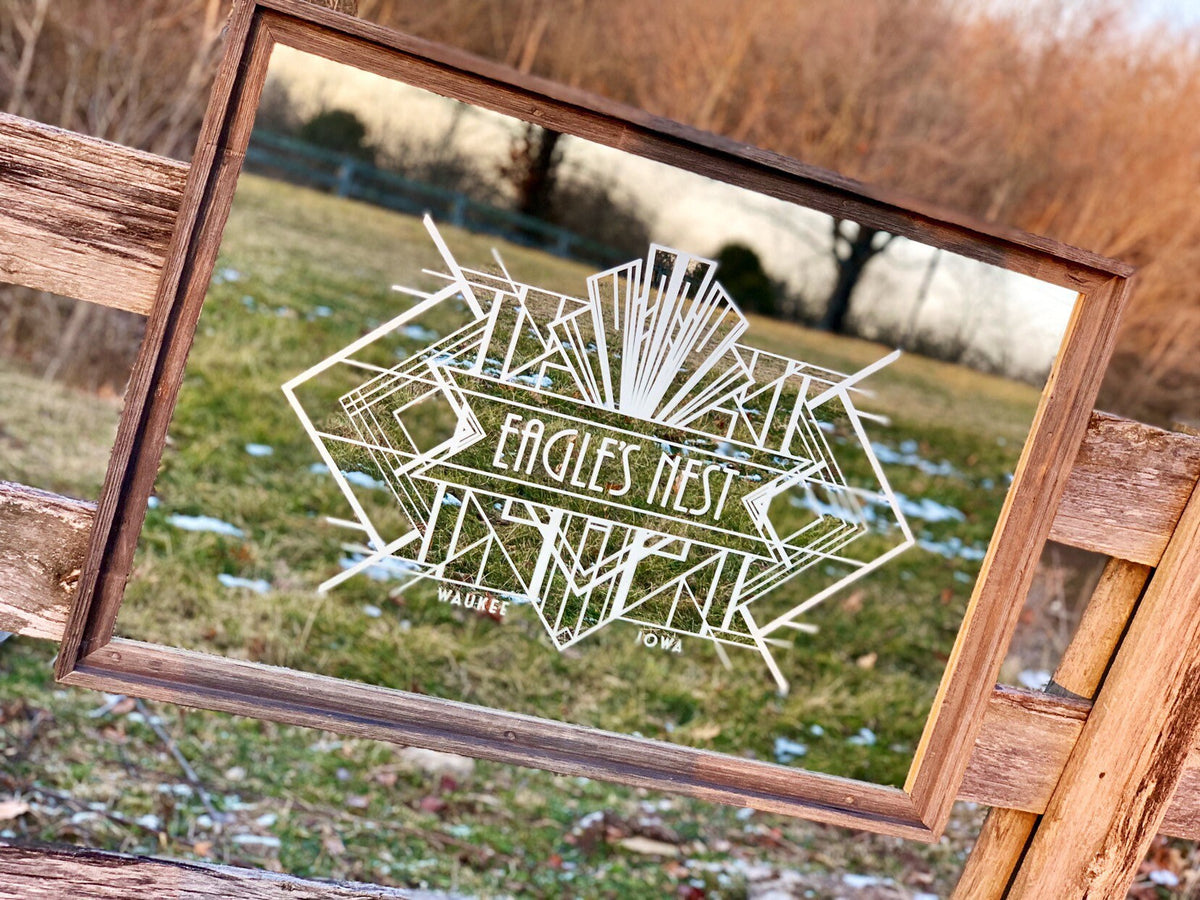 Custom Art Deco Bar Mirror|Large Geometric Design Mirror|Personalized Bar Mirror|Farmhouse Decor|Custom Engraved Mirror|Etched Mirror|24x36