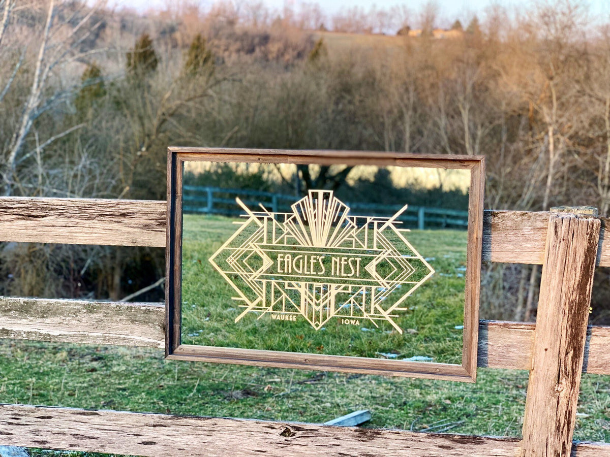 Custom Art Deco Bar Mirror|Large Geometric Design Mirror|Personalized Bar Mirror|Farmhouse Decor|Custom Engraved Mirror|Etched Mirror|24x36