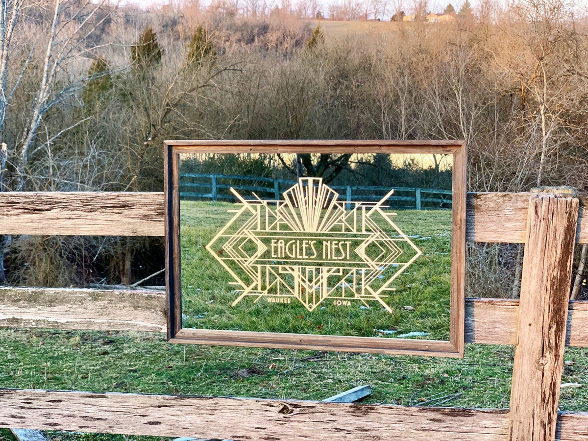 Custom Art Deco Bar Mirror|Large Geometric Design Mirror|Personalized Bar Mirror|Farmhouse Decor|Custom Engraved Mirror|Etched Mirror|24x36