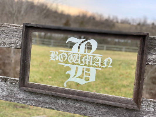 Personalized Monogrammed Barnwood Mirror|Large Mirror|Personalized Bar Mirror|Custom Engraved Mirror|barn wood mirror|12x24