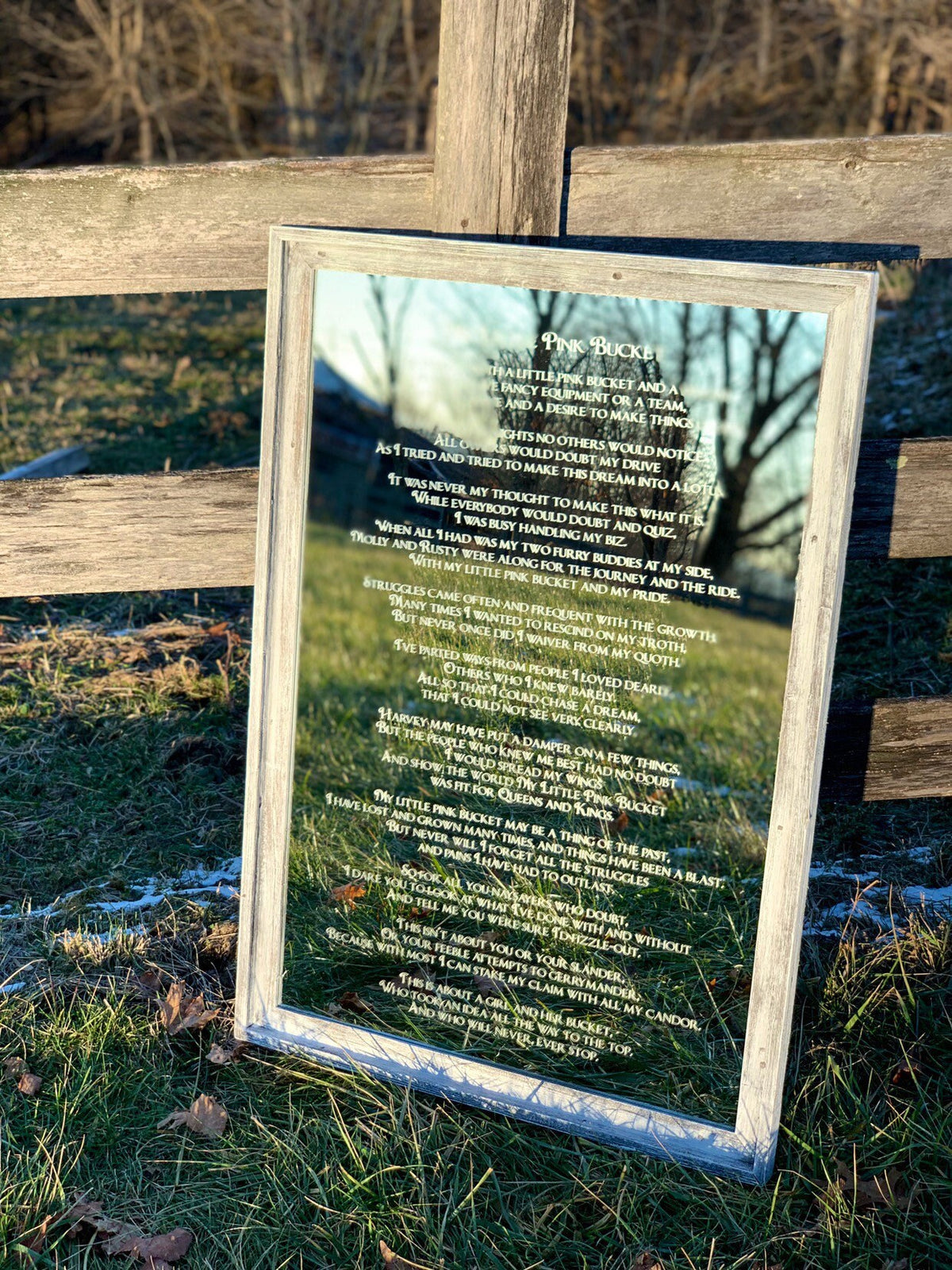 Custom Poem or Song Lyric Wall Art Mirror|Large Poem Wall Art|Custom Mirror|Farmhouse Mirror|Farm House Mirror|24x36 Barnwood