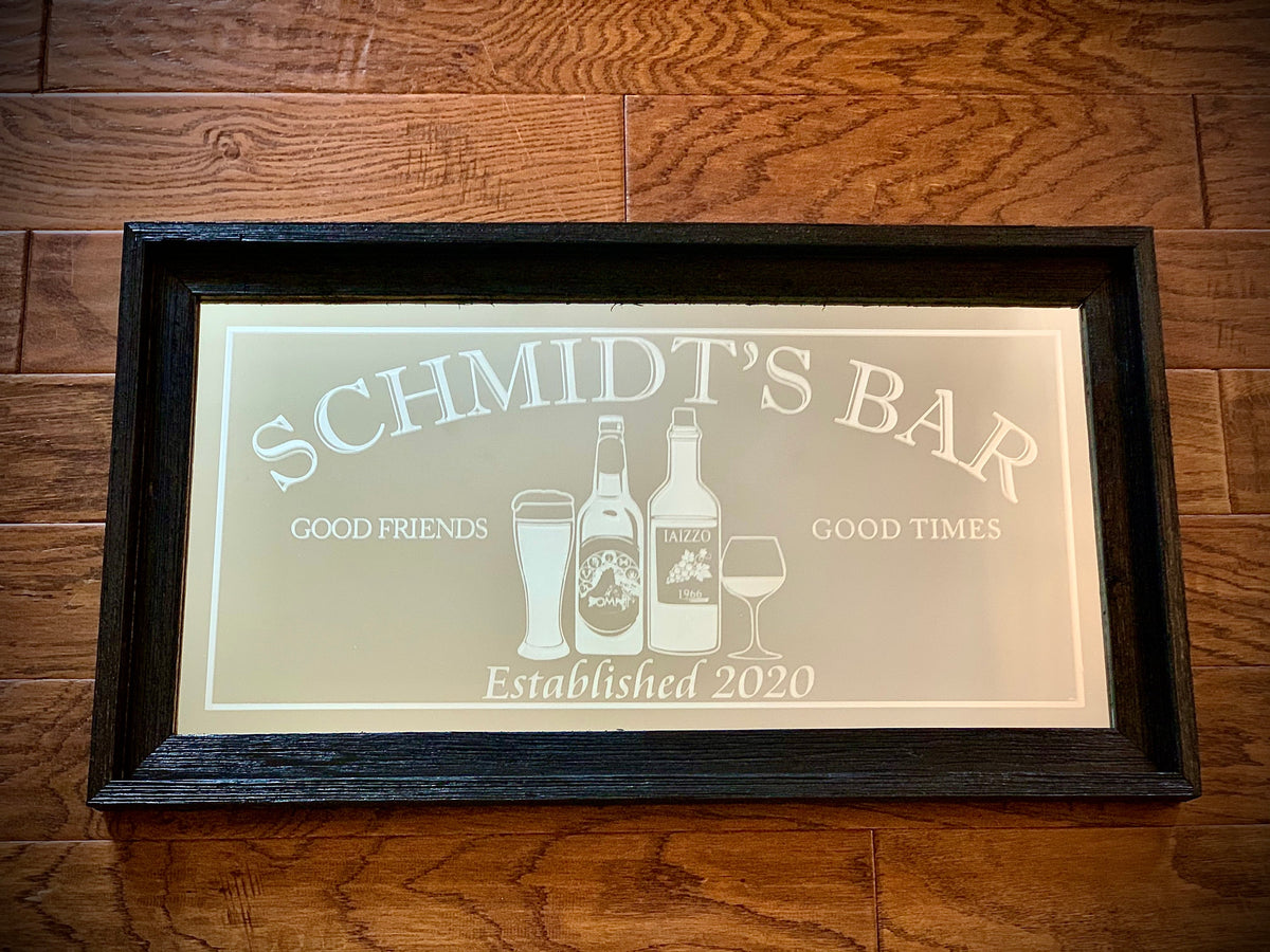 Custom Personalized Beer and Wine Mirror|Large Mirror|Personalized Bar Mirror|Custom Engraved Mirror|Black mirror|12x24