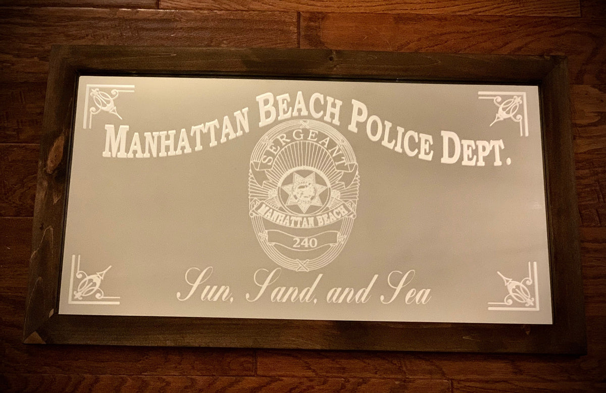 Custom Police Badge Mirror|Law Enforcem Gift|Personalized Bar Mirror|Farmhouse Decor Custom Engraved Mirror|Etched Mirror|Police Sign|16x28