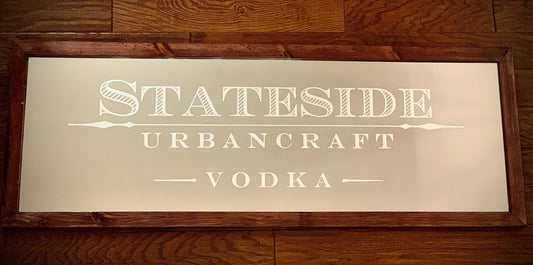 Custom Large Logo Mirror|Large Wall Mirror|Personalized Bar Mirror|Custom Engraved Mirror|Etched Bedroom Mirror|Vodka Lover Gift|16x48