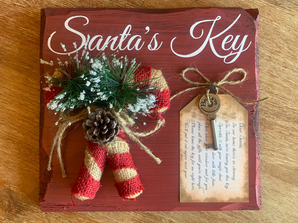 Santa’s Magic Key Sign|Hanging Christmas Sign|Farmhouse Christmas|St Nick Christmas|Hanging Magic Key Plaque|No Chimney Christmas Sign