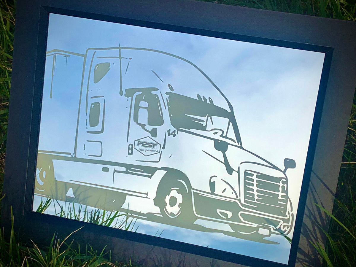 Personalized Semi Tuck Mirror|Custom Truck Mirror|Black Mirror|Semi Truck Sign|Custom Engraved Mirror|Truck Driver Gift 11x14