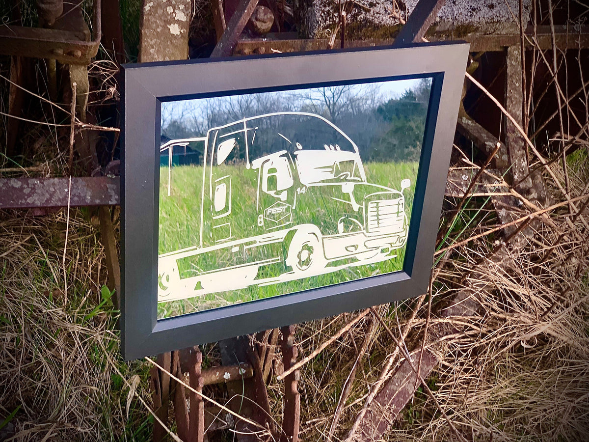 Personalized Semi Tuck Mirror|Custom Truck Mirror|Black Mirror|Semi Truck Sign|Custom Engraved Mirror|Truck Driver Gift 11x14