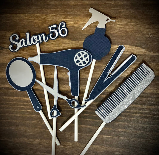 Custom Beauty Salon Birthday Cupcake Toppers|Hair Salon Centerpiece Stakes|Salon Birthday|Makeover Birthday|Tween Birthday|Teen Birthday