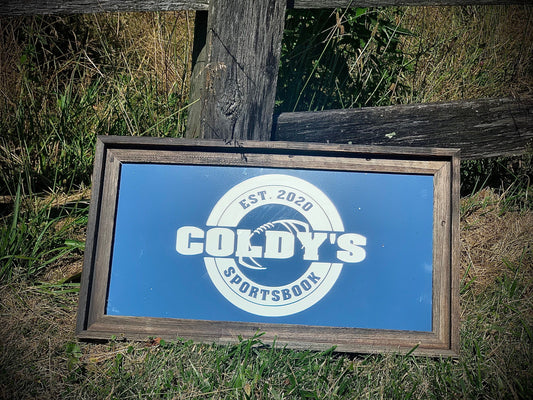Custom Football Mirror|Large Mirror|Personalized Bar Mirror|Football Sign||Black mirror|Barnwood Football Sign|Farmhouse Football|12x24