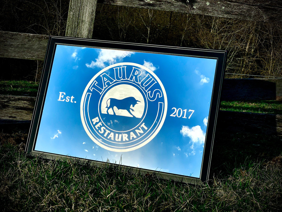 Custom Restaurant Mirror|Large Mirror|Personalized Bar Mirror|Restaurant Sign|Custom Engraved Mirror|Etched Mirror|24x36 Black