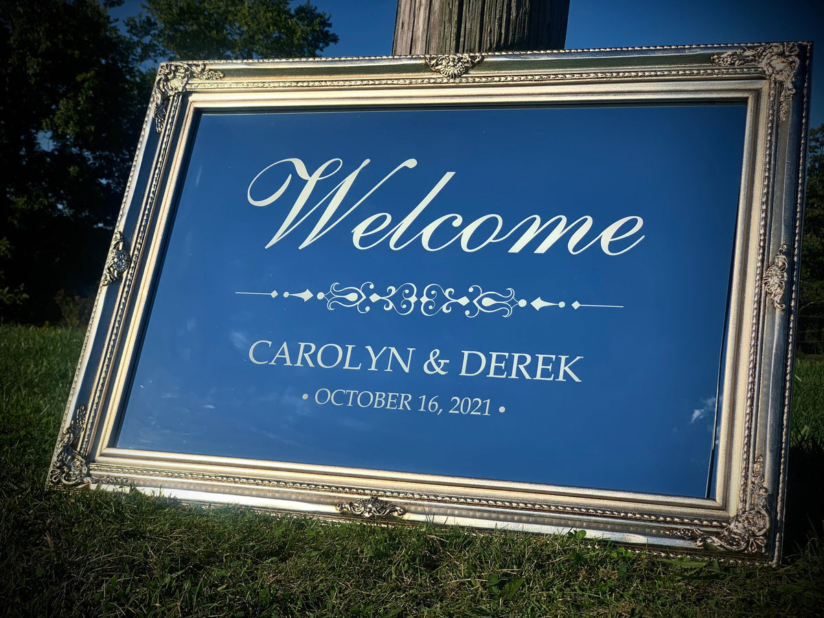 Wedding Welcome Mirror|Silver Wedding Welcome|Custom Wedding Mirror|Wedding Mirror|Hand Lettered Mirror|24x36 Silver