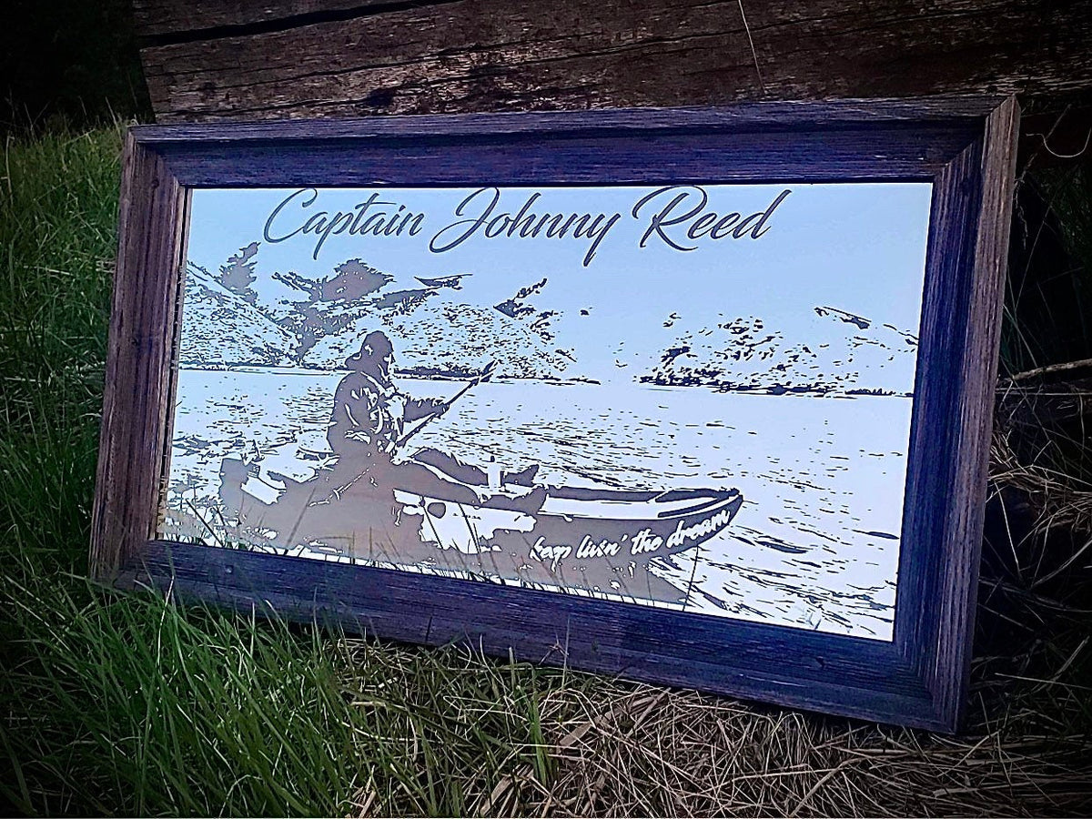 Custom Photo Mirror|Large Mirror|Personalized Portrait Mirror|Custom Engraved Mirror|Barnwood wall mirror|12x24