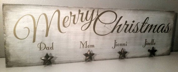 Personalized Wall Stocking Hanger|Rustic Stocking Holder|Red Stocking Holder|Cabin Stocking Holder|Black Bear Christmas|Black Bear Wall Sign