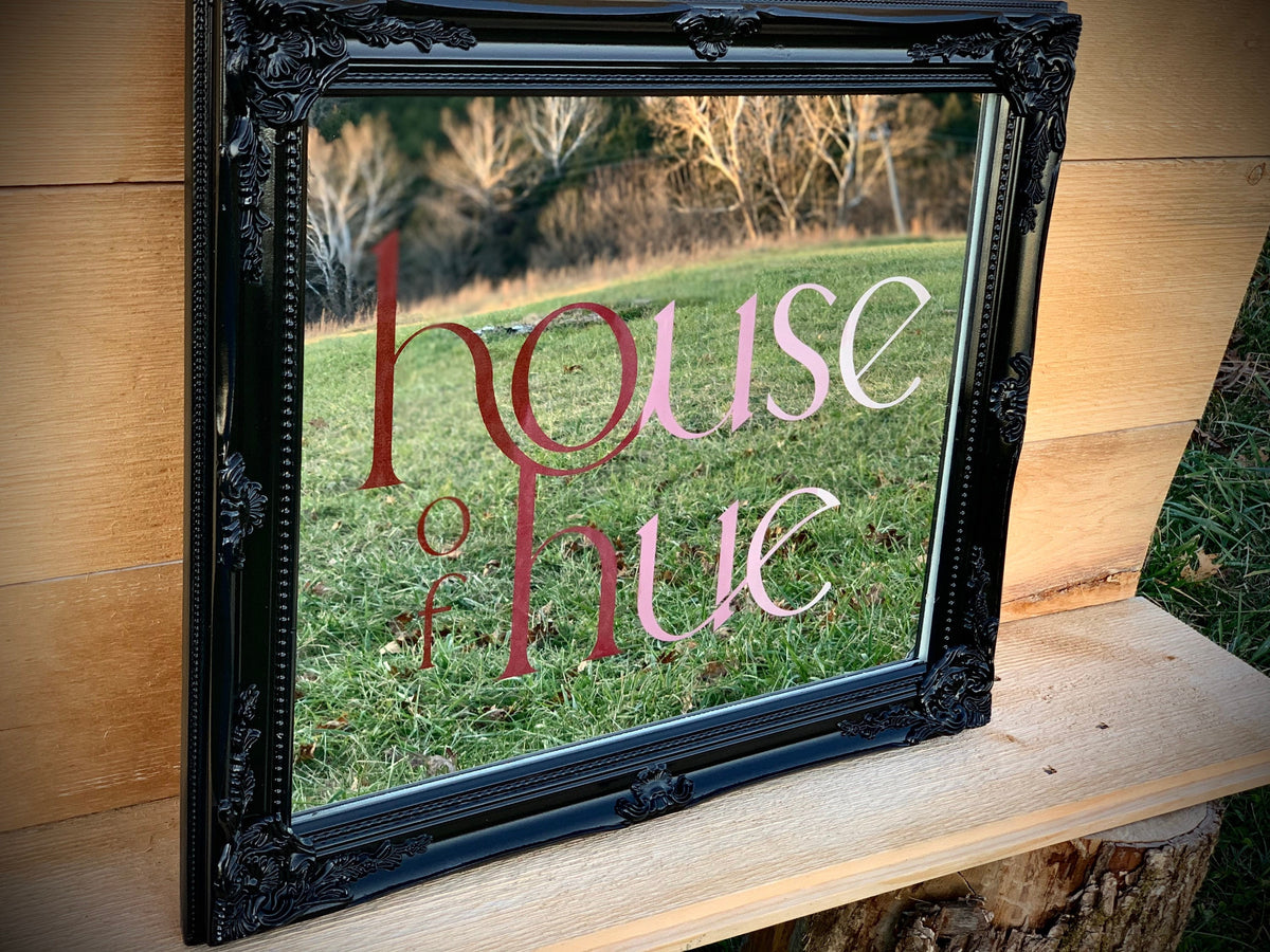 Custom Hair Salon Mirror|Large Black Mirror|Ornate Wall Mirror|Custom Engraved Mirror|Etched Mirror|Salon Spa Sign|16x20 Black Frame Mirror