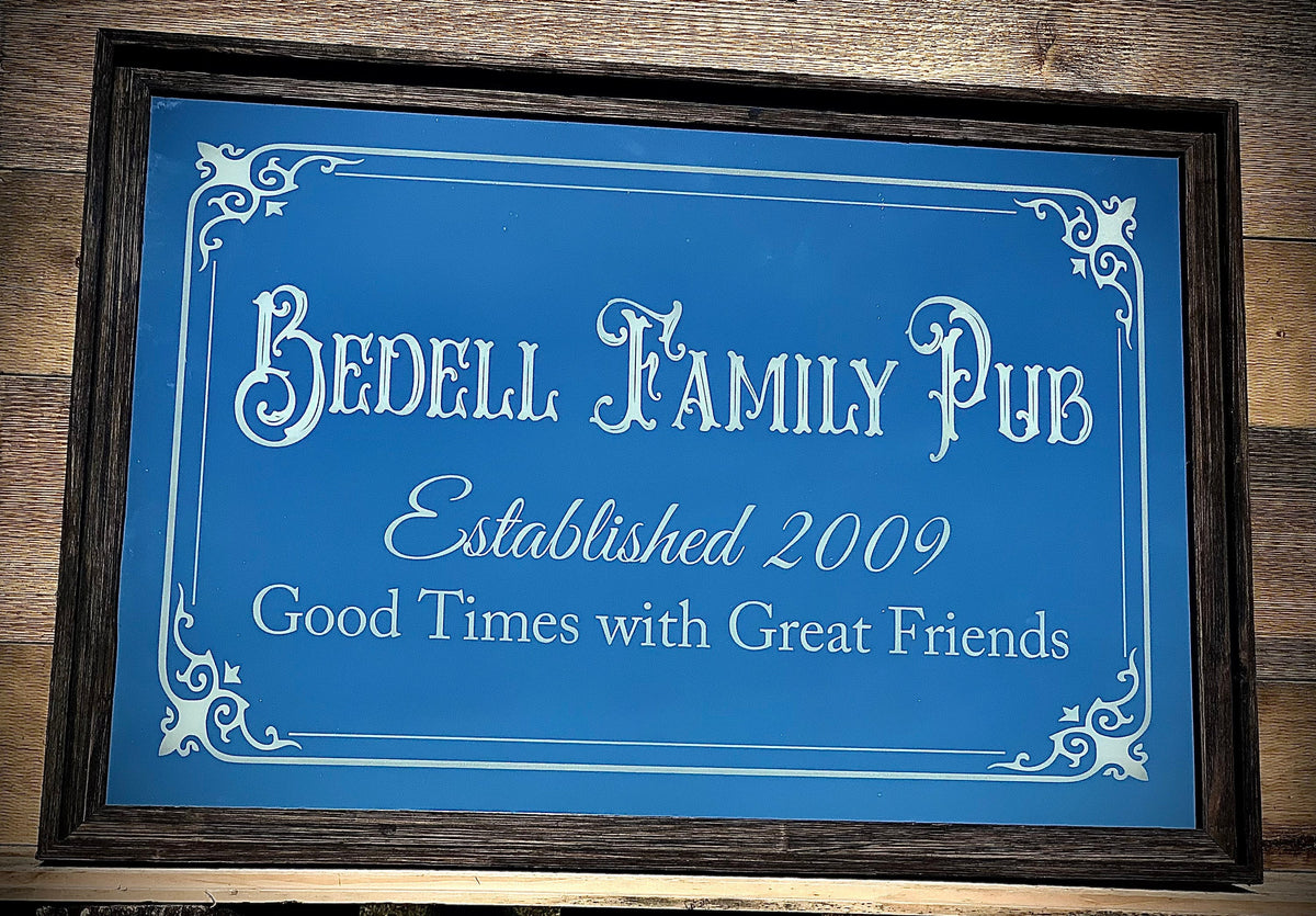 Custom Pub Mirror|Large Mirror|Personalized Bar Mirror|Farmhouse Decor|Custom Engraved Mirror|Etched Mirror|24x36