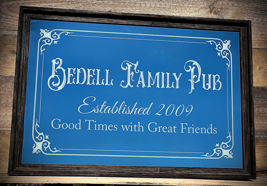 Custom Pub Mirror|Large Mirror|Personalized Bar Mirror|Farmhouse Decor|Custom Engraved Mirror|Etched Mirror|24x36