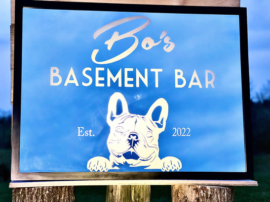 Custom 3x4’ Framed Wall Mirror|Large Mirror|Personalized Dog Mirror|Custom Engraved Mirror|Etched Mirror|Custom Boston Terrier Mirror|36x48”