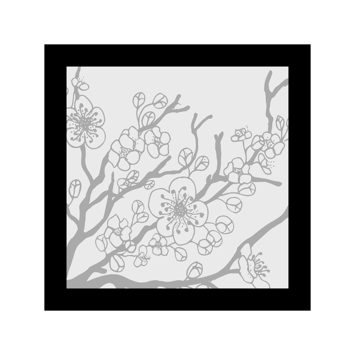 Custom Black Square Japanese Cherry Blossom Mirror|Square Mirror|Custom Engraved Mirror| Etched Flower Mirror|Tree Blossom Decor|18x18”