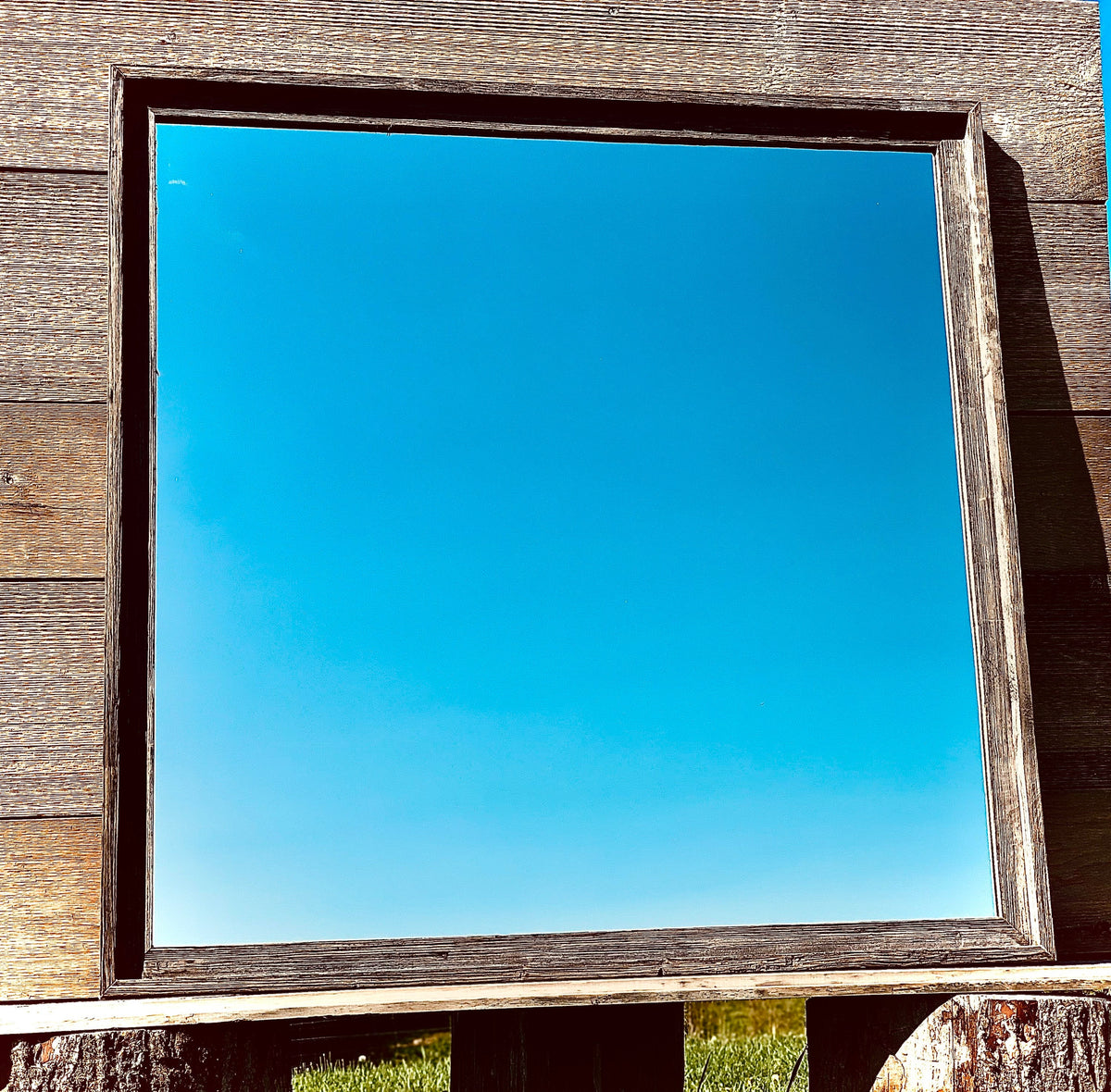 Large Square Barnwood Vanity Mirror|Farmhouse Bathroom Mirror|Rustic Wall Mirror|Custom Mirror|Barnwood Entry Mirror|Farm house Style Mirror