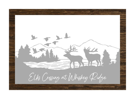 Custom Elk Nature Mirror|Large Mirror|Personalized Wall Mirror|Farmhouse Decor|Custom Engraved Mirror|Etched Mountain Lake Sign|24x36