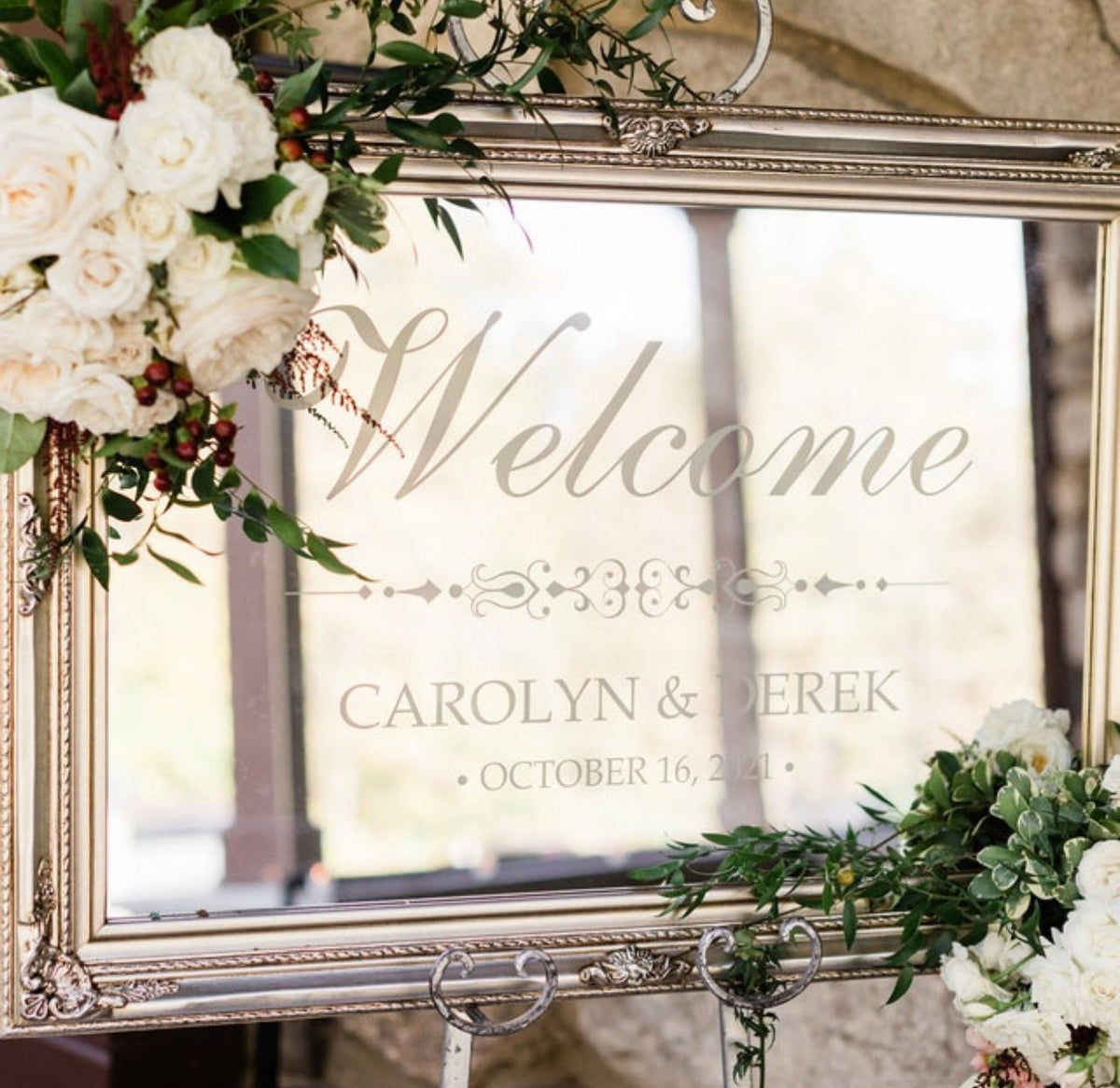 Wedding Welcome Mirror|Silver Wedding Welcome|Custom Wedding Mirror|Wedding Mirror|Hand Lettered Mirror|24x36 Silver