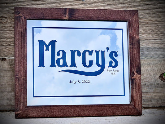 Personalized Logo Mirror|Custom Mirror|Large Mirror|Personalized Bar|Custom Engraved Mirror|Bar Mirror|Printed Logo Mirror|11x14