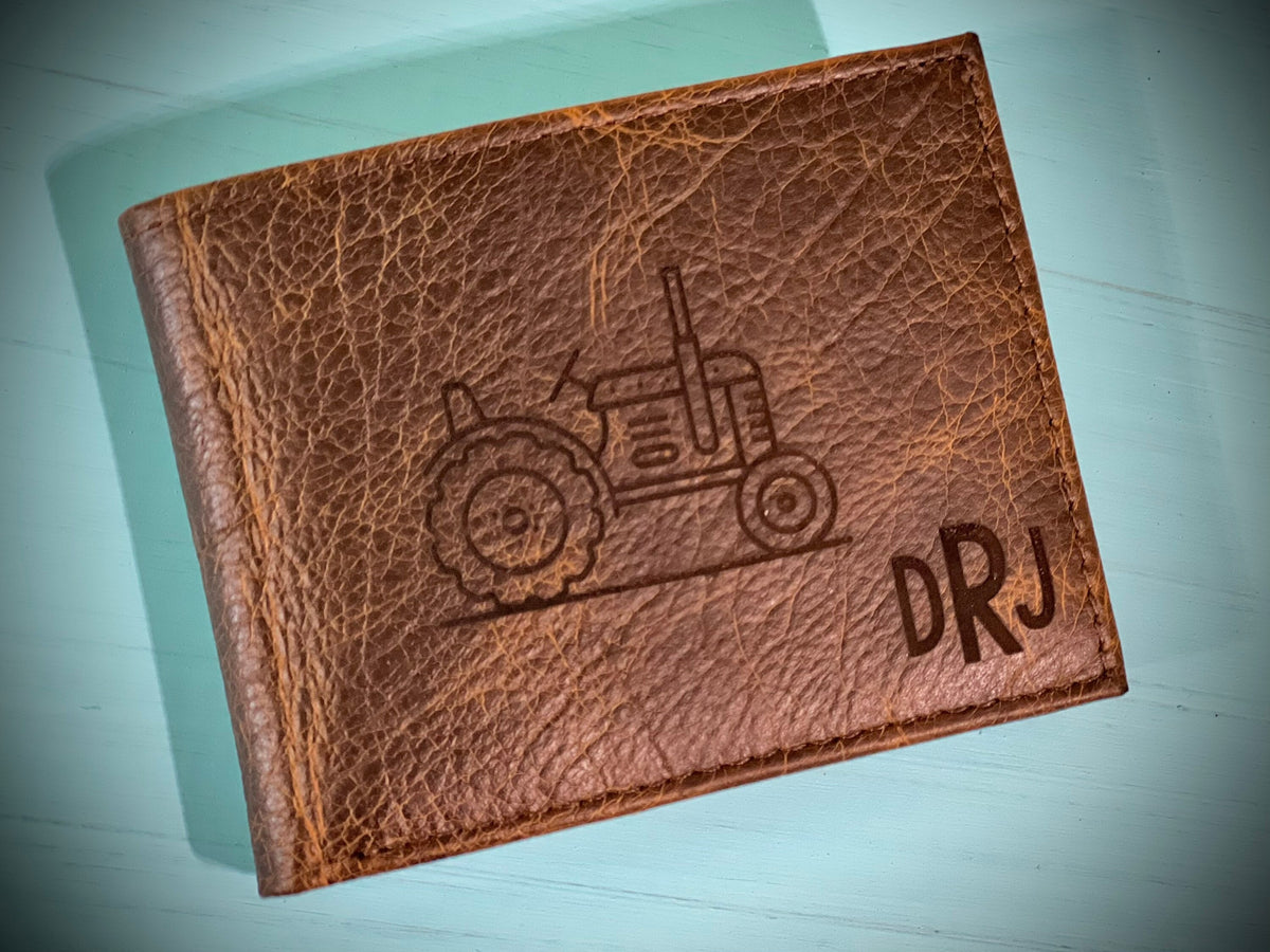 Laser Engraved Leather Wallet|Farmer Wallet|Farmer Gift|Gift For Him|Handwritten Wallet||Personalized Wallet|Monogram Wallet|Leather Bifold