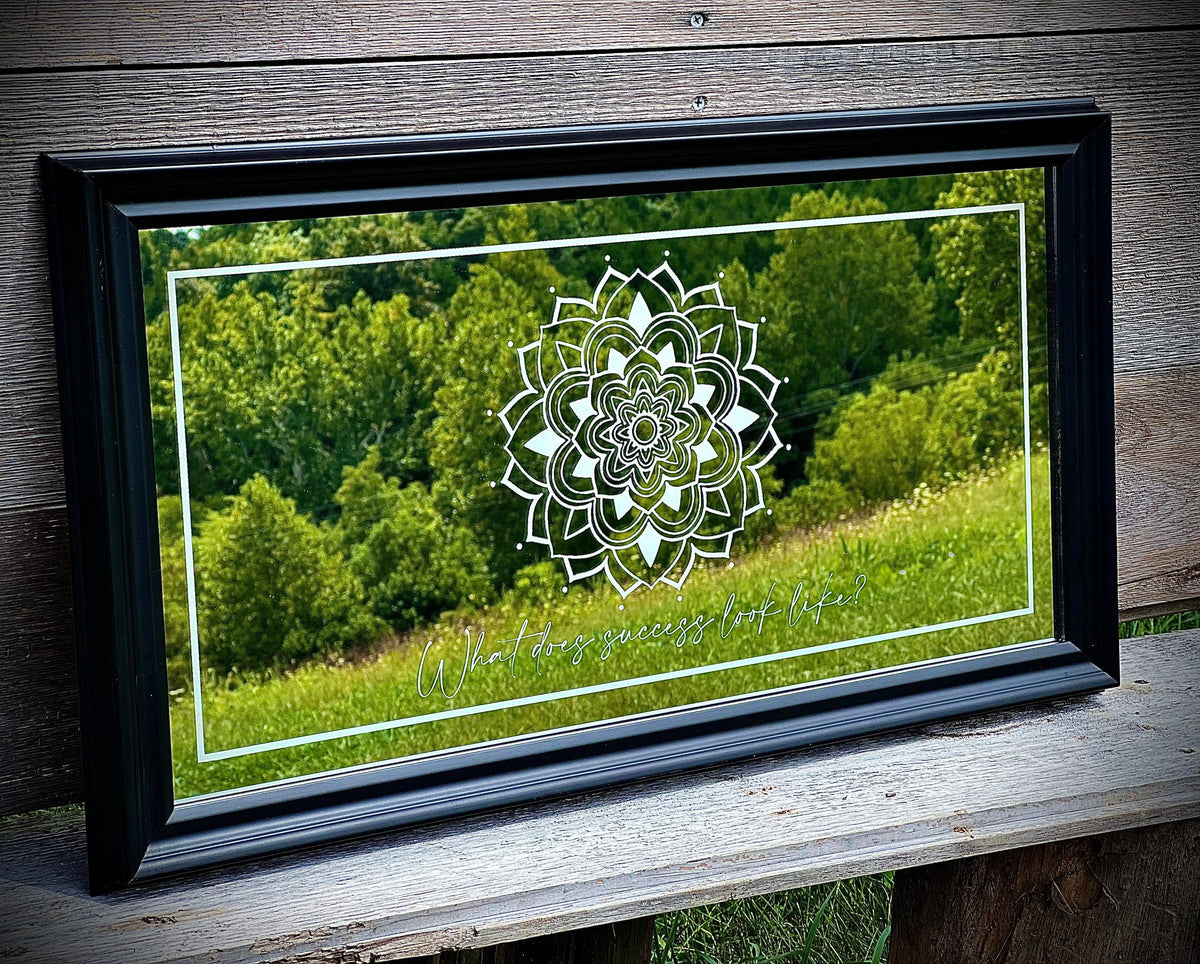 Custom Mandala Mirror|Large Mirror|Personalized Bar Mirror|Custom Engraved Mirror|Black mirror|12x24