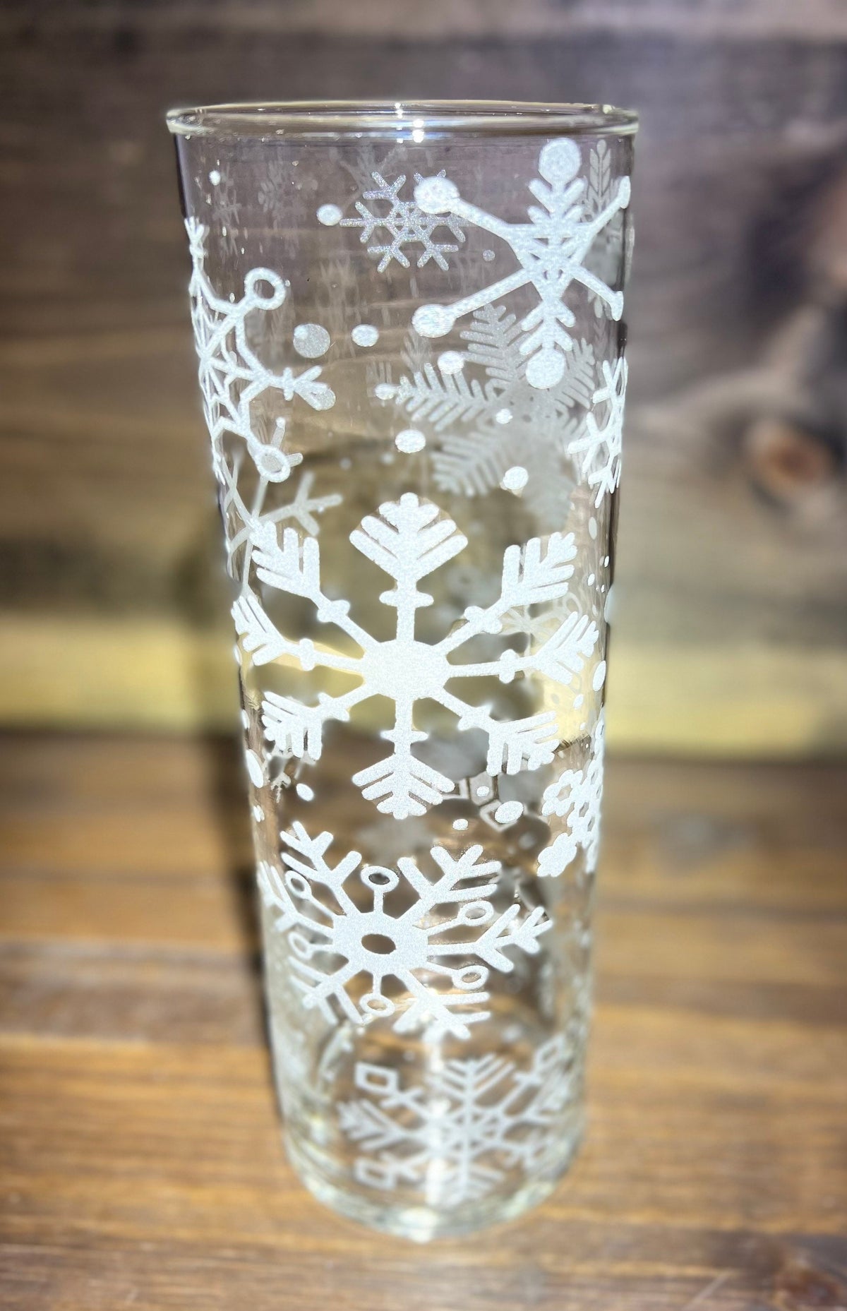 Beautiful Handmade Etched Snowflake Vase