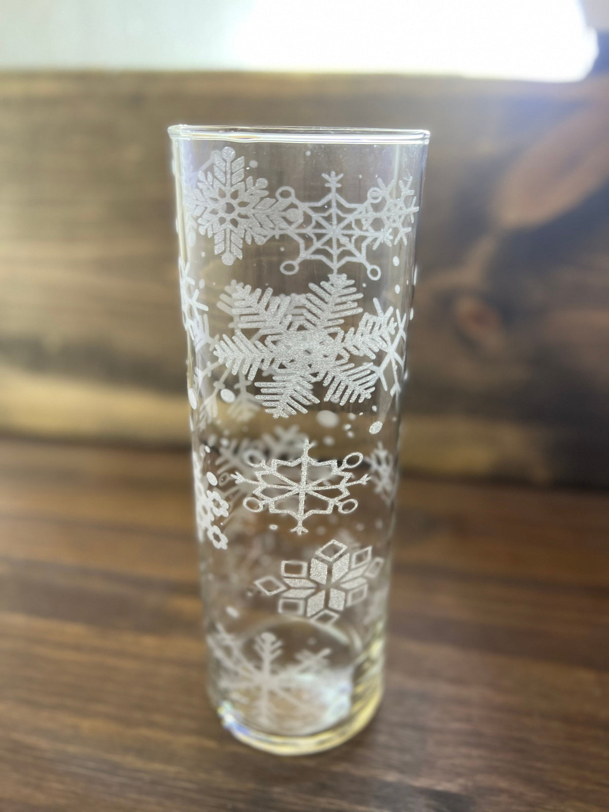 Beautiful Handmade Etched Snowflake Vase
