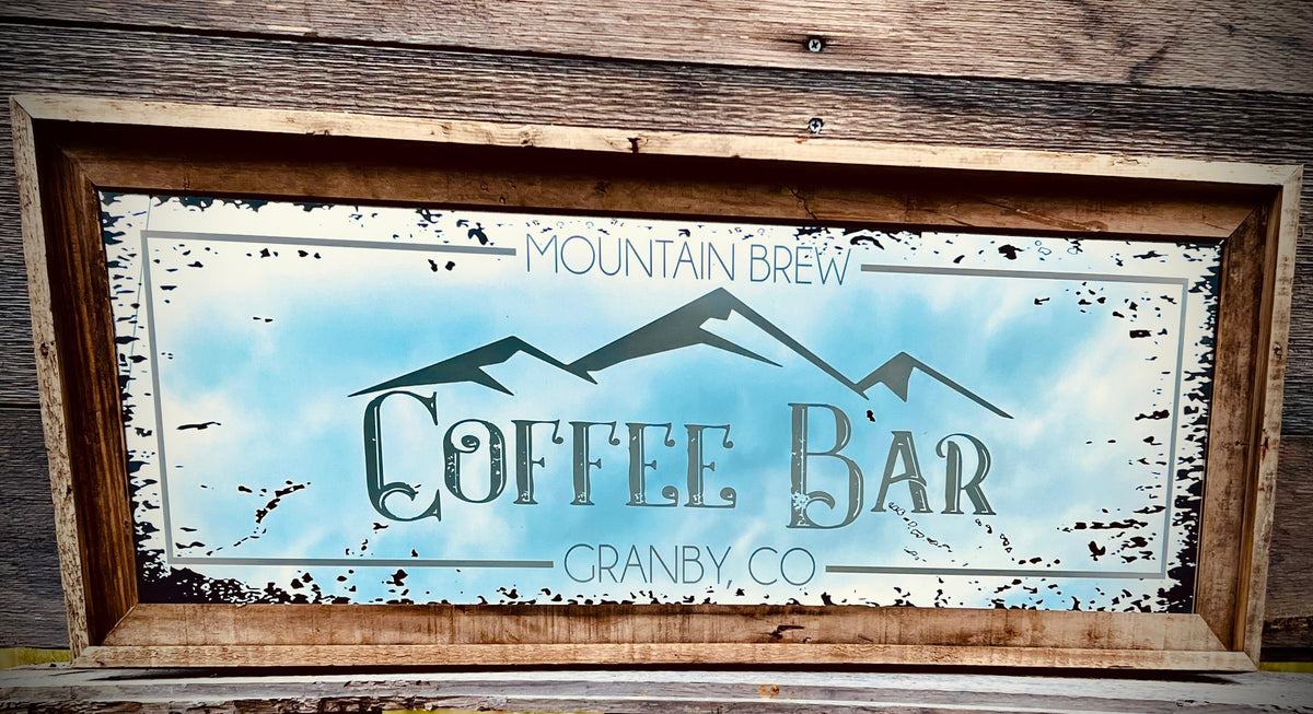 Custom Coffee Bar Mirror|Large Mirror|Personalized Coffee Mirror|Custom Engraved Mirror|Etched Coffee Sign|Custom Bar Mirror|12x36 Barnwood