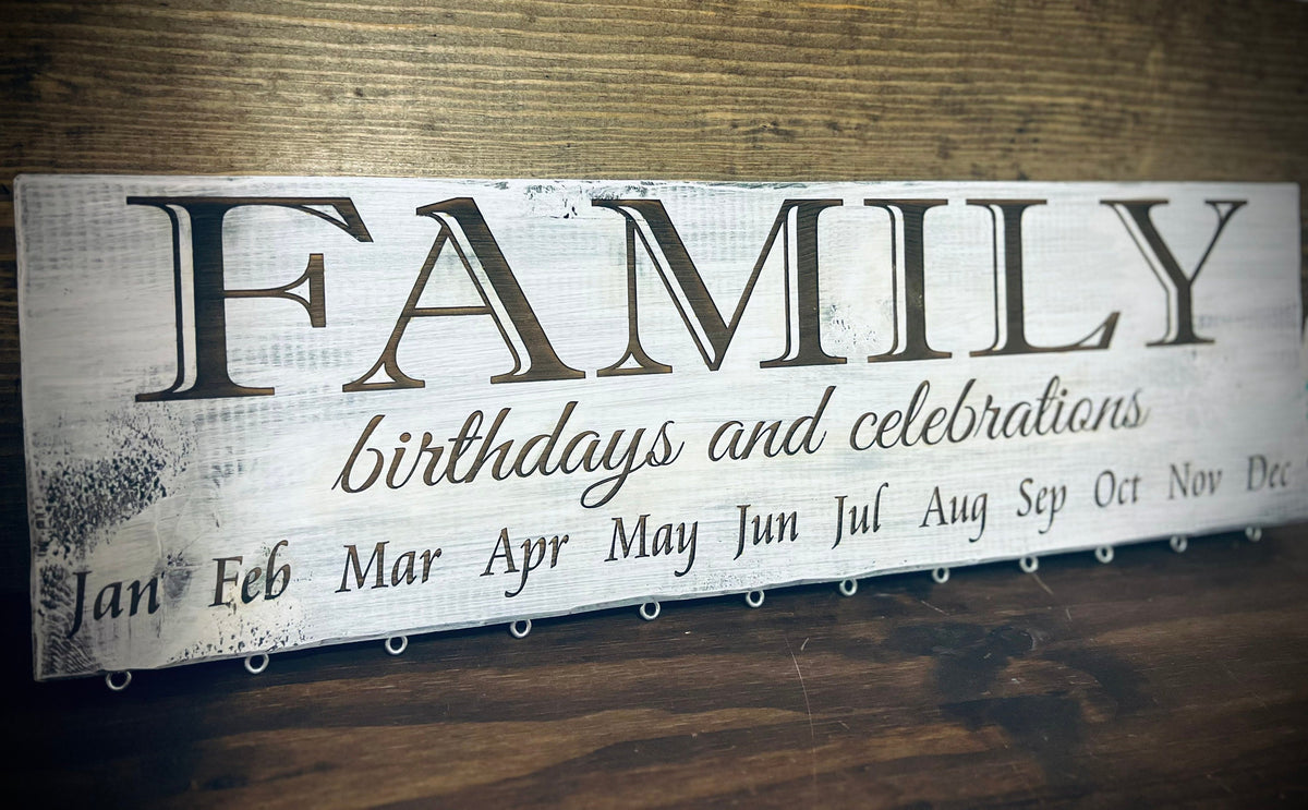 Personalized Whitewashed Hanging Rustic Engraved Family Birthday and Celebration Wall Hanging|Family Birthday Board|Celebration Disc