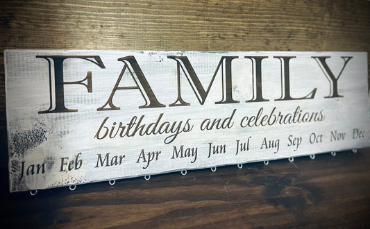 Personalized Whitewashed Hanging Rustic Engraved Family Birthday and Celebration Wall Hanging|Family Birthday Board|Celebration Disc
