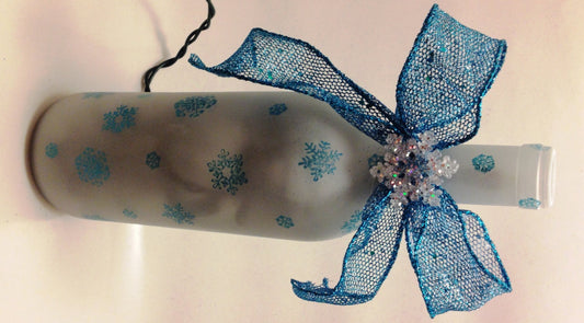 Frozen inspired snowflake wine bottle lamp