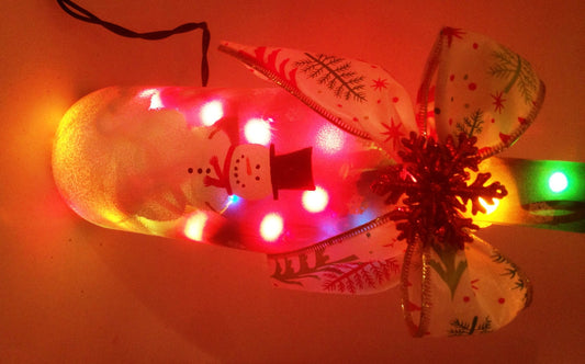 Snowman wine bottle lamp with colored lights