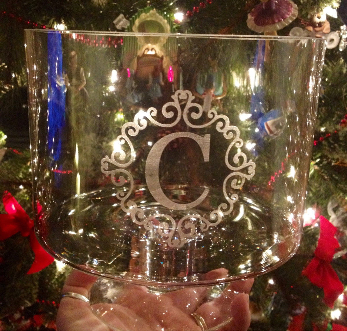 Personalized Monogrammed Initial Dessert Dish, Glass Trifle Bowl,