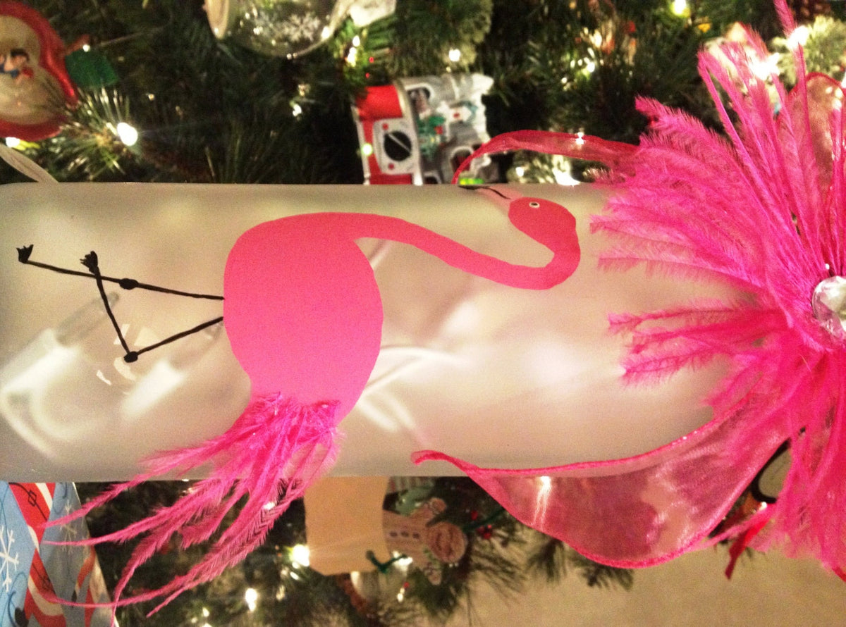 Hand Painted Pink Flamingo Wine Bottle Light