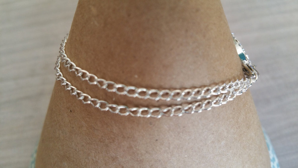 Jeweled Infinity Bracelet with Hand Stamped Heart Initial Charms