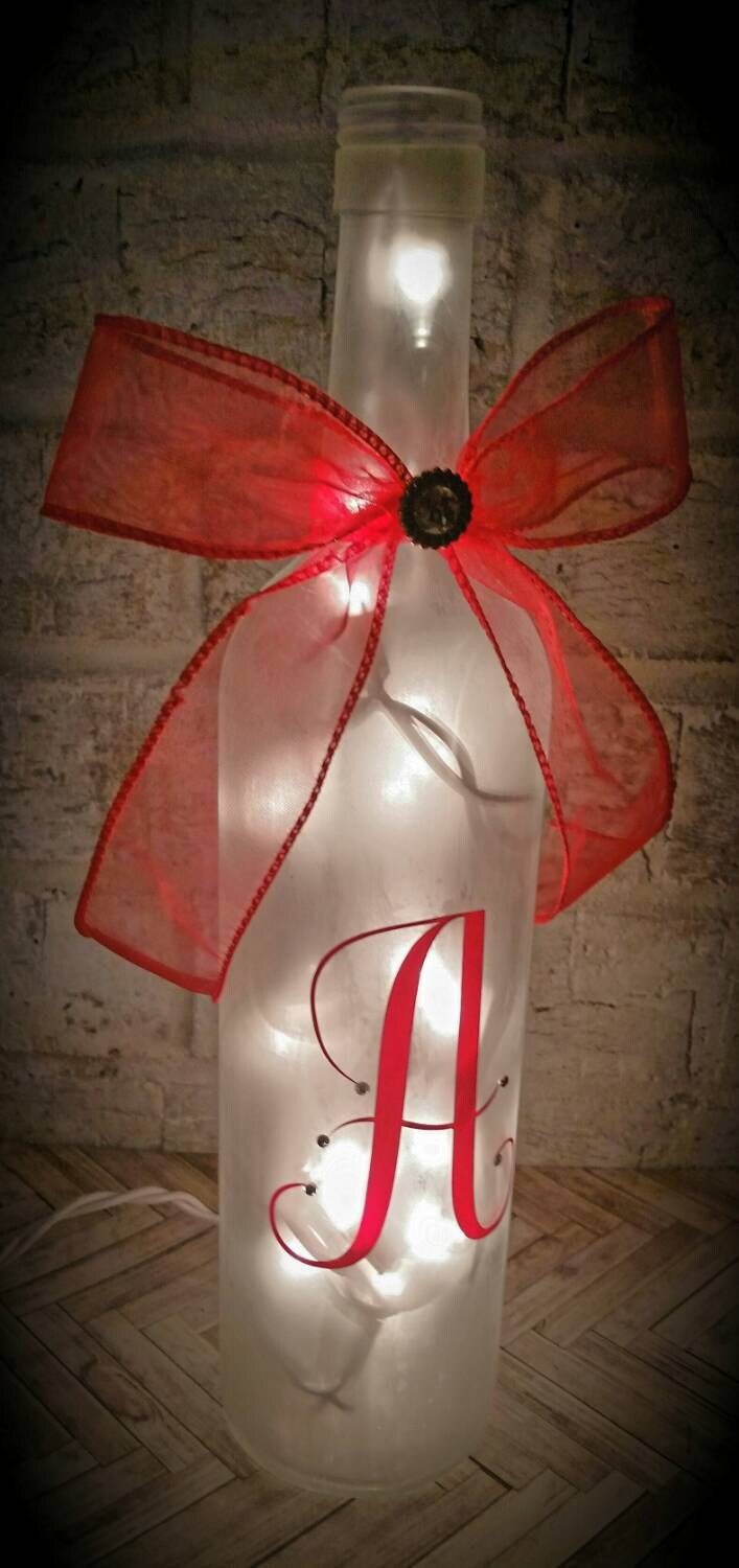Initial or Monogrammed Wine Bottle Lamp|Light Up Bottle|Custom Lamp|Last Name Gift|Monogram Gift|Personalized Gift