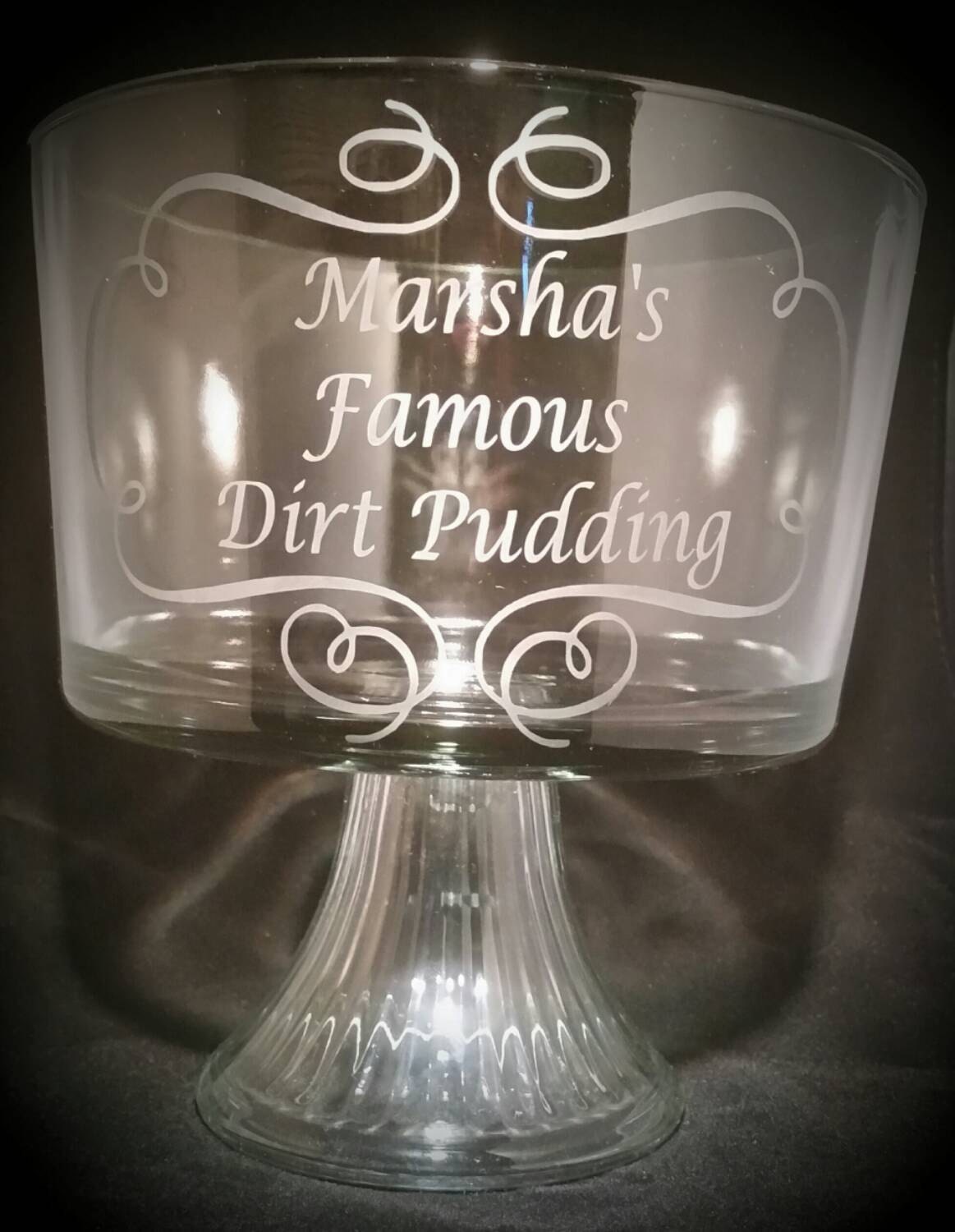 Personalized Monogrammed Initial Dessert Dish, Glass Trifle Bowl,