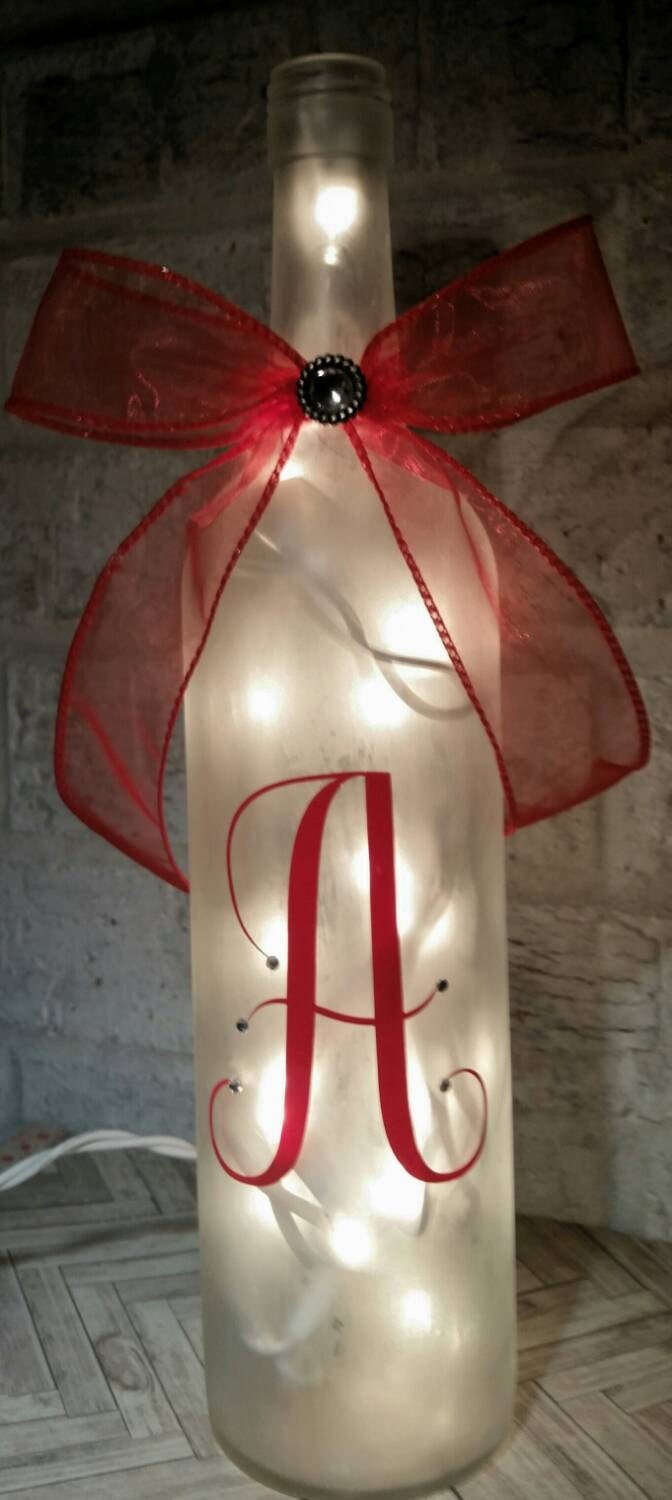Initial or Monogrammed Wine Bottle Lamp|Light Up Bottle|Custom Lamp|Last Name Gift|Monogram Gift|Personalized Gift