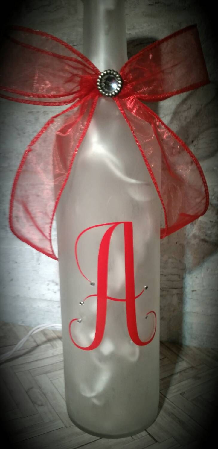 Initial or Monogrammed Wine Bottle Lamp|Light Up Bottle|Custom Lamp|Last Name Gift|Monogram Gift|Personalized Gift